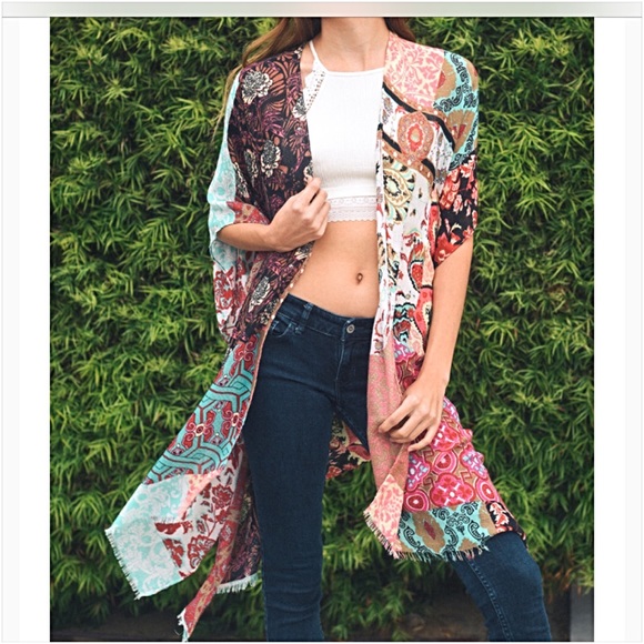 Sweaters - Bohemian Cardi Kimono Coverup Wrap One Size